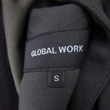 グローバルワーク GLOBAL WORK ノーカラー コート ミディ丈 無地 シンプル 切替リブ S カーキ /HT28 レディース_画像3