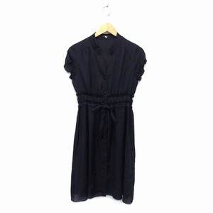  Michel Klein MICHEL KLEIN One-piece shirt dress flair long .. feeling frill short sleeves 38 black black /NT14 lady's 