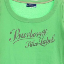 バーバリーブルーレーベル BURBERRY BLUE LABEL Tシャツ カットソー プルオーバー 七分袖 ロゴ プリント 38 ライトグリーン_画像4