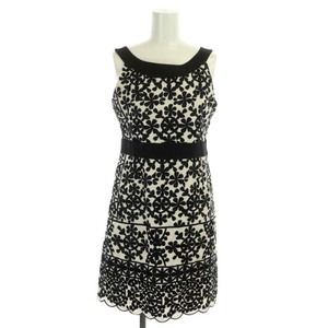  Grace Continental GRACE CONTINENTAL flower embroidery no sleeve One-piece Mini linen pcs shape 36 black white black white 