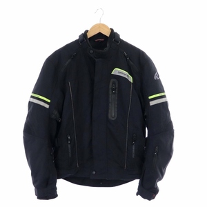コミネ KOMINE ライディングジャケット アウター ジップアップ ナイロン インナー付き XL 黒 ブラック 黄緑 イエローグリーン メンズ