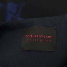 トゥモローランドコレクション TOMORROWLAND collection ブルームジャカード ノーカラーコート ミドル丈 花柄 36 黒 青_画像3