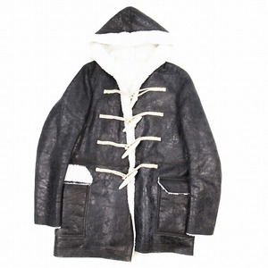 17FW 17AW リックオウエンス Rick Owens ムートン ラムレザー ダッフル コート ジャケット フード フーデッド ボア 羊革 ブルゾン アウター