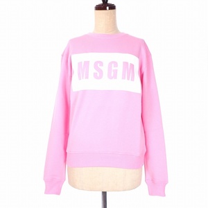 未使用品 エムエスジーエム MSGM スウェット トレーナー 長袖 プルオーバー ボックスロゴ プリント イタリア製 XS ピンク 2642MDM196