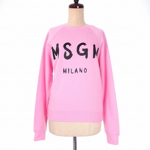 未使用品 エムエスジーエム MSGM スウェット トレーナー 長袖 プルオーバー ドローイングロゴ プリント イタリア製 XS ピンク 2642MDM189