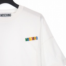 未使用品 モスキーノ MOSCHINO 20SS 裾ドローストリング マルチ ロゴ ショート丈 Tシャツ 半袖 カットソー 40 ホワイト 白 A0701_画像4