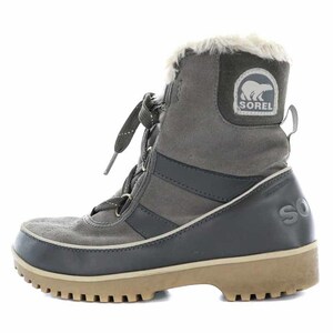 ソレル SOREL ティボリ 2 TIVOLI 2 スノーブーツ ショートブーツ スエード レースアップ ボア US7.5 24.5cm グレー レディース