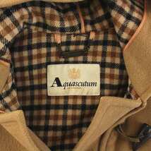 アクアスキュータム AQUASCUTUM ダッフルコート ロング ウール フード付き アウター 裏地チェック 茶 ベージュ /YM レディース_画像5