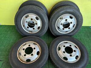 195/85R16 114/112L LT ノーマルブリヂストンGURAVIS 6本セットXAB16×5.5J 115-9CT 5穴 ET115 PCD208 ハブ径150 穴径32.5 キャンター