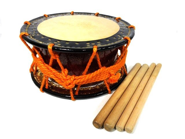Y035☆締太鼓 バチ付 / 直径34cm 高さ15cm / 和太鼓 附締太鼓 和楽器