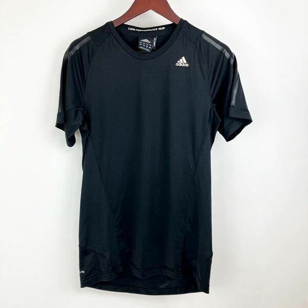 adidas アディダス 半袖 Tシャツ メンズ S 黒 ブラック 3本ライン トレーニング ウェア カジュアル ゴルフ サッカー スポーツ シンプル