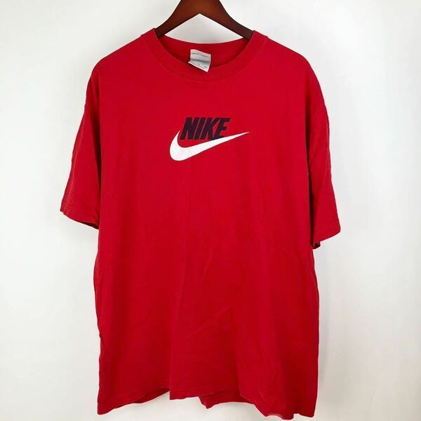 大きいサイズ NIKE ナイキ 半袖 Tシャツ メンズ XL 赤 レッド カジュアル ヴィンテージ ロゴ スウォッシュ アメカジ スポーツ