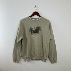 C&B sport シーアンドビースポーツ メンズ トップス トレーナー Mサイズ ベージュ 茶色 ヴィンテージ スウェット 刺繍 シカ ゴルフ golf