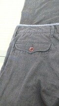 ▲その73▲ Paul Smith Jeans ポールスミスジーンズ ストライプ柄 麻綿混 6ポケット ダークブラウン系×ブラック サイズL 80cm 前チャック_画像9