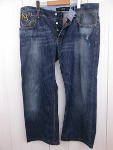  Armani Jeans Logo plate attaching Denim pants button fly 3L