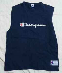 米国製 90s Champion ノースリーブ　L　ダークネイビー　ビンテージ　チャンピオン アメリカ製 MADE IN USA