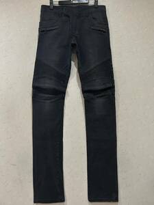 *BALMAIN Balmain Biker .. стрейч Denim брюки Sazaby Lee g бирка черный не кромка прямой Италия производства 30 BJBC.C