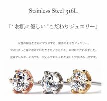 レディース ピアス SS316L ステンレス ホワイトゴールド色 キュービックジルコニア スタッドピアス アクセサリー プレゼント ギフト_画像2