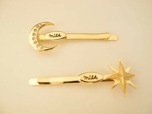 MILK TWINKLE hair tweezers Gold .. lovely month three day month star pin accessory gold color milk milk hairpin roli.ta Lolita 