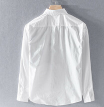 新品 シャツメンズ 長袖シャツ 切り替え ストライブ柄シャツ 100％コットンシャツ ワイシャツ トップス スウェット 個性 白系 M~3XL選択_画像2