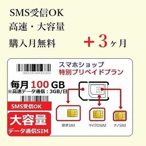 【SMS受信可】Softbankプリペイドデータ通信SIMカード (毎月90GB, 購入月+3ヶ月)prepaid sim