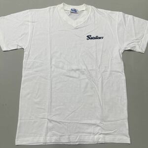 ヤクルトスワローズ Tシャツ Lサイズ ワンポイントロゴ 未使用 プロ野球 セ・リーグ Swallows メンズ ホワイト 白 綿100 Vネック