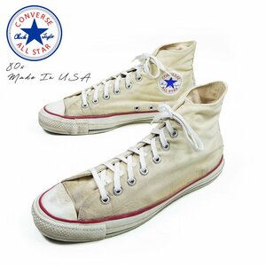 USA製　80’s 10-1/2表記　28.5cm相当　CONVERSE ALLSTAR　コンバース オールスター　当て布　ハイカットスニーカー　生成り　/U7378