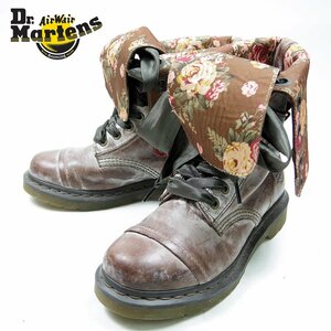 UK6 25cm相当　Dr.Martens ドクターマーチン　２WAY　12ホール　レザーブーツ　ワークブーツ　革靴　花柄　フラワー　ロングブーツ/U7385