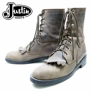 22.5cm corresponding Justin Justin braided up western boots leather shoes leather shoes original leather rare Brown 70s 70 period /U7404