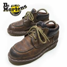 英国製　SIZE4　23㎝相当　Dr.Martens　ドクターマーチン　3ホール　Uチップ　レザーブーツ　ワークシューズ　ミッドカット　茶　/U7514_画像1