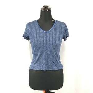  made in Japan *GARDE CORPS/glajiko-p* short sleeves cut and sewn [ lady's M/ blue / blue ]V neck / thin / Kirakira *BG661