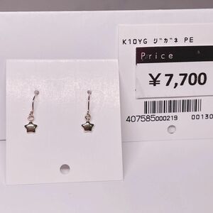 本日限定！K10 ピアス　金　ゴールド　天然石 フックピアス　星　スター　揺れる　地金　ジガネ