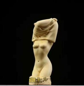 新作 天然 ツゲの木彫り 裸婦像 女性 ヌード 女神 体 木製彫刻 木像 置物 高さ10cm