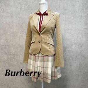 バーバリー　Burberry 女の子　 160 卒服　ベロア　セットアップ　卒業式　フォーマルスーツ　ベージュジャケット　プリーツスカート