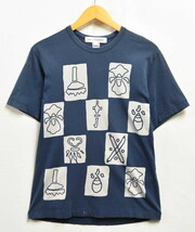 トルコ製 COMME des GARCONS SHIRT コム・デ・ギャルソン シャツ 半袖Tシャツ ネイビー系 メンズS(31129_画像1