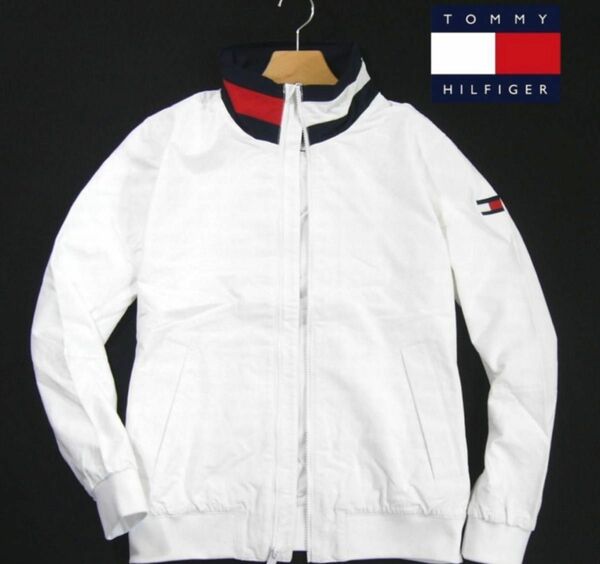 新品 秋春 ▲ トミーヒルフィガー　フラッグ スタンドネック ブルゾン　L　白 ホワイト　ジャケット TOMMY HILFIGER