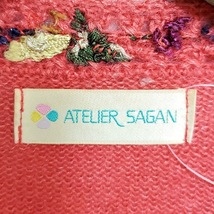 #wpc アトリエサガン ATELER SAGAN カーディガン M ピンク ニット 刺繍 花柄 ビーズ シルク混 モヘア混 レディース [800245]_画像6