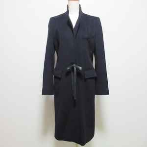 #wnc マックスマーラ Maxmara コート 38 紺 無地 ロング アルパカ混 イタリア製 レディース [726347]