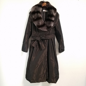 #wnc Yuki Torii YUKITORII coat 38 light brown group cotton inside rekis fur belt attaching lady's [800497]