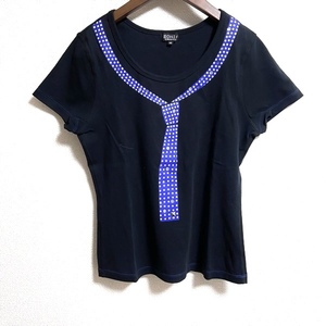 #asc Sonia Rykiel SONIARYKIEL cut and sewn 40 navy blue rhinestone necktie print short sleeves lady's [802150]