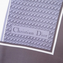 #anzs クリスチャンディオール ChristianDior スカーフ 焦げ茶 グレー トロッター柄 シルク レディース [790565]_画像3