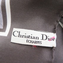 #anzs クリスチャンディオール ChristianDior スカーフ 焦げ茶 グレー トロッター柄 シルク レディース [790565]_画像5