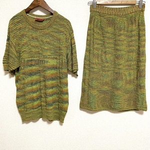 #snc ミッソーニ MISSONI セットアップ スカートスーツ ツーピース 黄緑 イタリア製 半袖 レディース [788684]