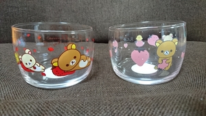  Lawson limitation Rilakkuma strawberry yoghurt desert glass bowl 2 kind set new goods unused 