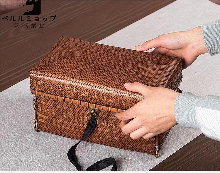 収納かごおしゃれ竹籠編み収納箱可愛い良品小物入れ茶道*お菓子入れ竹