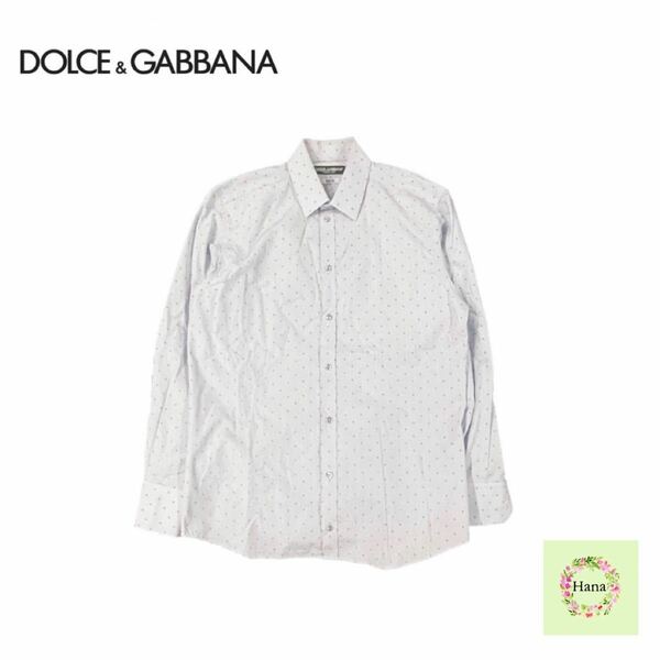 【美品】 DOLCE&GABBANA ドルチェ&ガッバーナ ドルガバ ワイシャツ Yシャツ ブルー 水色 G5CP5T FR5T9 長袖 38 メンズ トップス コットン