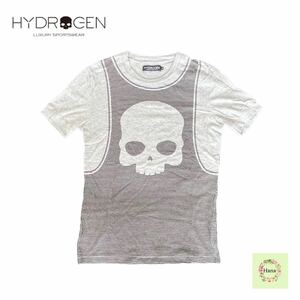 【美品】 HYDROGEN ハイドロゲン SPORTWEAR スポーツウェア 半袖 Tシャツ LOS ANGELES スカル トップス コットン グレー S 中古