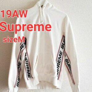 SUPREMEシュプリーム19AW Text Rib Hooded Sweat shirt collarホワイトsizeM