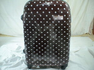 2003　COCO ISM 茶色ｘ白水玉　TSAロック付　スーツケース　キャリケース　旅行用　ビジネストラベルバック