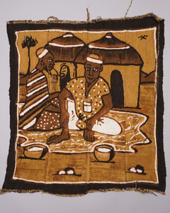 アフリカ　マリ　ボゴランフィニ　絵布　Mサイズ　No.10　泥染め布　コットン　織布　飾り布　タペストリー